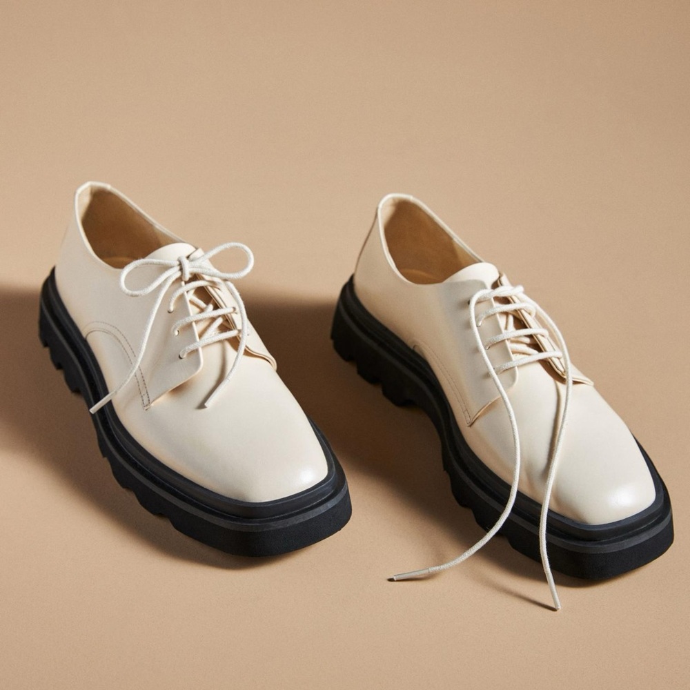 Anthropologie 👞 Maeve The Rhys Lace-Up Square Toe Loafers Size US 9, EU 39 NWOB - Picture 5 of 8